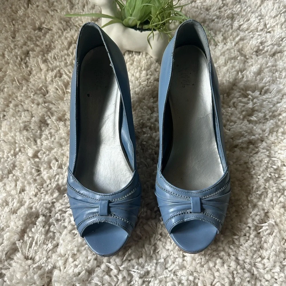 Fioni cute baby blue women’s pump stiletto high heel open toed heel shoe…